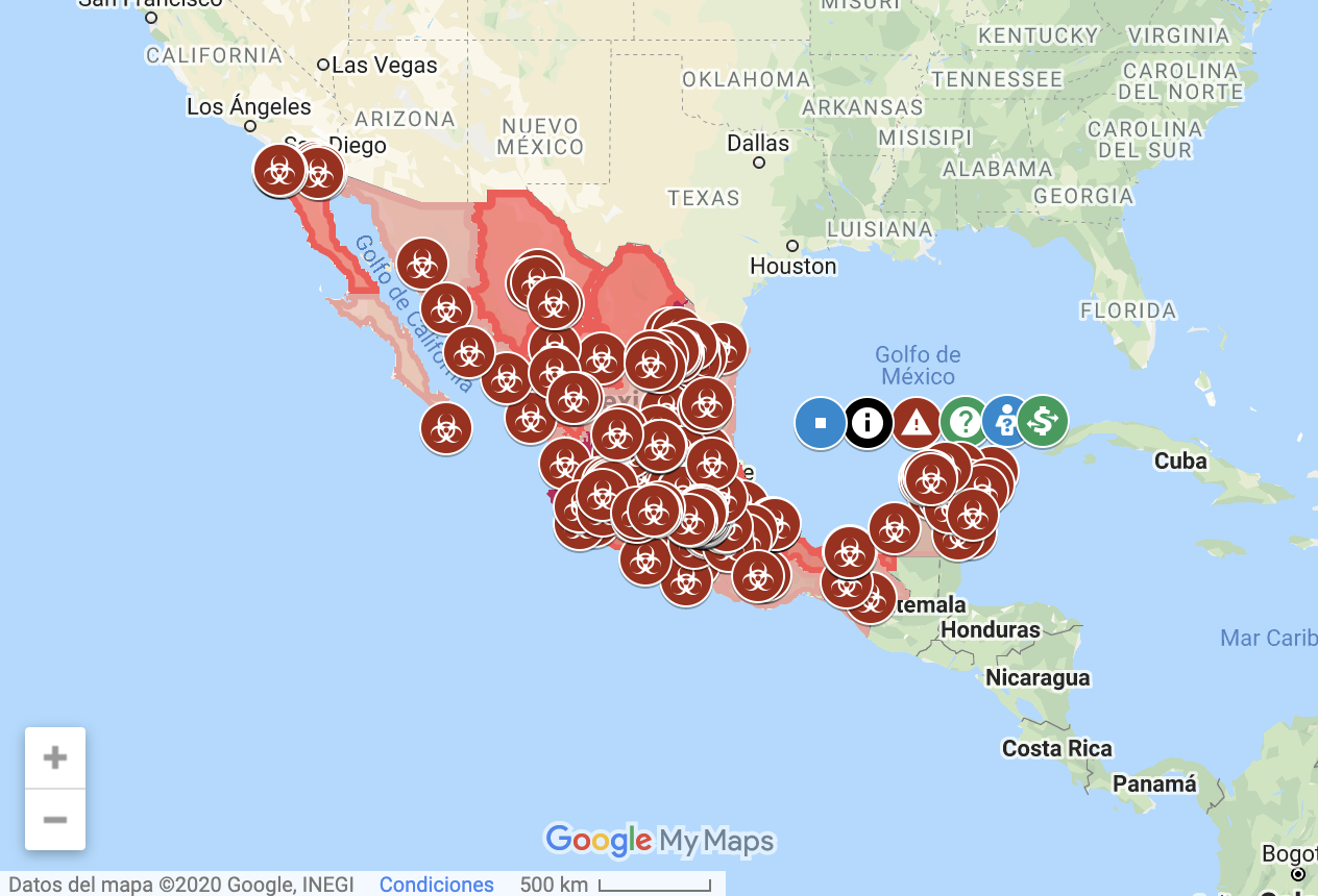Mapa en tiempo real del CoVid-19 en México